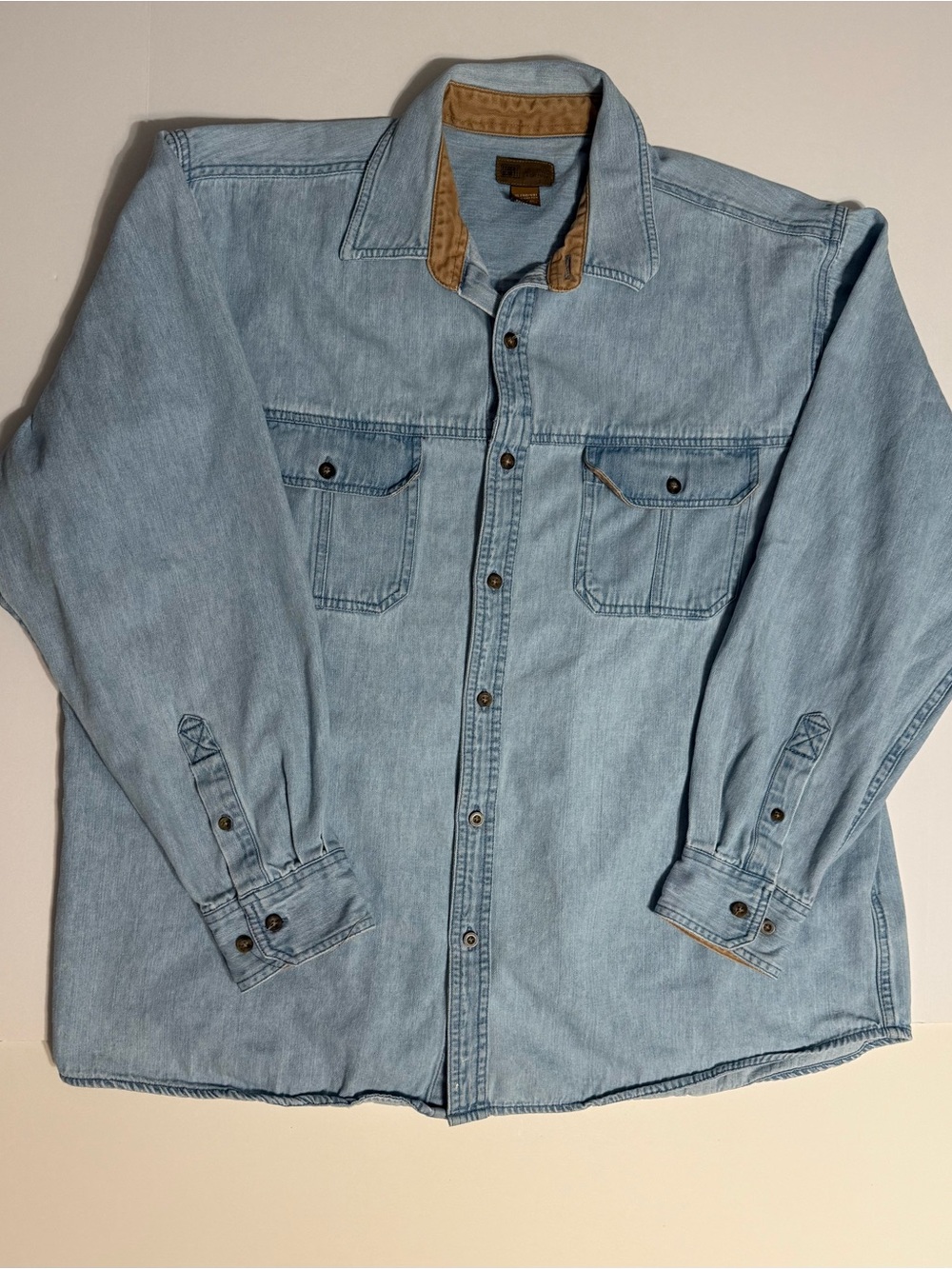 Vintage Faded Glory Denim Shirt XL Button Up Western Y2K 90s Retro 100% Cotton